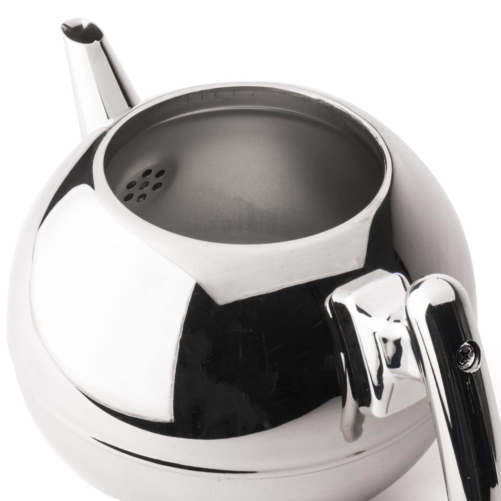 Bredemeijer Bella Ronde Edelstahl-Teekannen-Set 1,2 L - Doppelwandige Edelstahlkanne in Kugelform, silber - Mit schwarzem Untersetzer & Tee-Filter Sieb-Aufsatz - ideal für Teebeutel & losen Tee