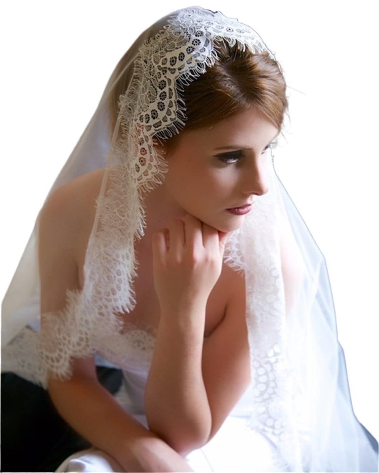 LYHYDMA Bridal Veil Eyelash Lace 1.5M/3.0M Long High-end Bridal Veil White/Ivory Wedding Accessories for Brides Shower Church(Ivory,150cm)