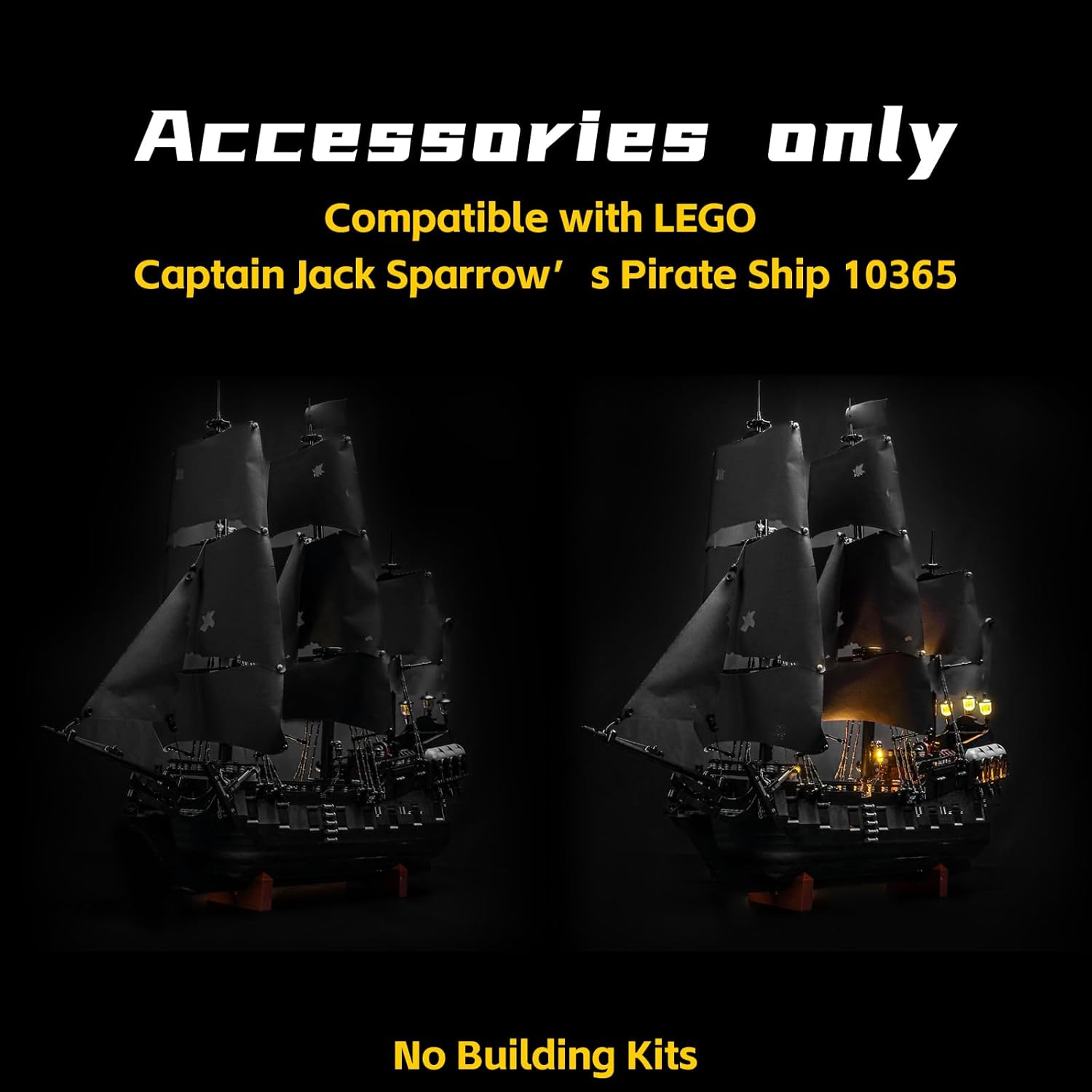 BrickBling LED Light Compatible with Lego Icons Captain Jack Sparrow's Pirate Ship, Compatible with Lego Black Pearl 10365-No Model (RC Version Light)