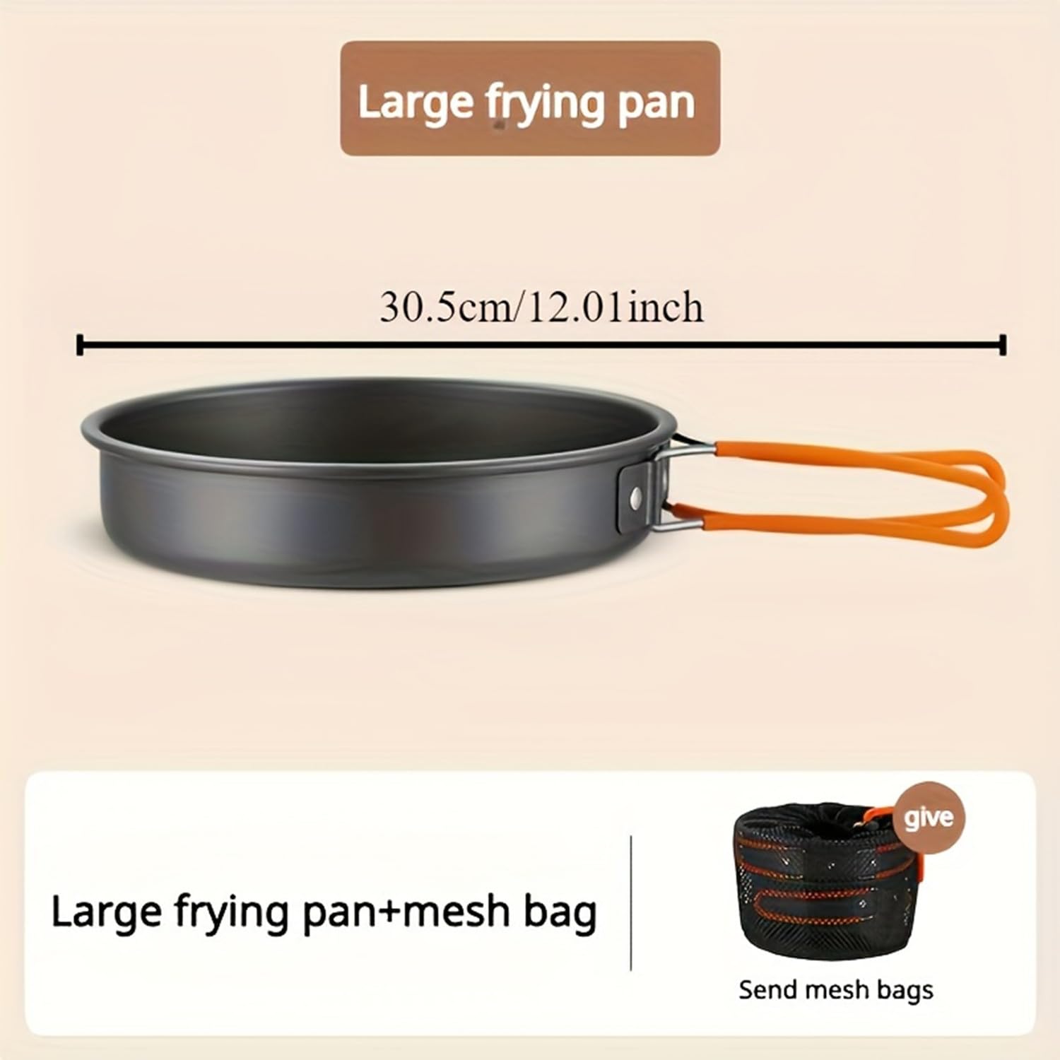 Campings Bratpfanne 30,5cm | Antihaft Outdoor Pfanne mit klappbarem Silikongriff | Inklusive Netzbeutel | Leicht & Robust | Für Camping, Wandern & Survival | Für alle Herdarten