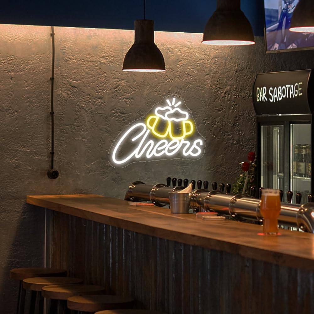 Cheers Neon Signs Beer Bar Led Neon Signs for Wall Decor Home Bar Club Wedding Engagement Birthday Party USB Powered Beer Led Neon Signs