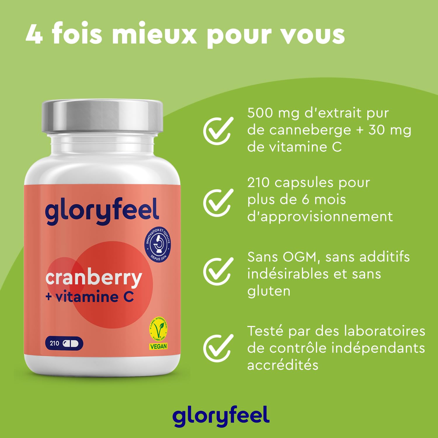 Extrait de Cranberry (25000 mg) avec Vitamine C (30 mg), Hautement Dosée avec 210 Capsules (Plus de 6 Mois), Extrait 25:1 de Canneberges Naturelles, Soutient le Système Immunitaire, 100% Végétalien