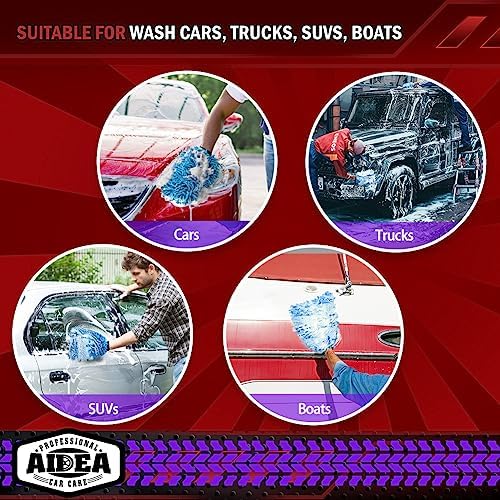 AIDEA Car Wash Mitt Microfiber, 1PK, Car Wash Brush, Blue, 7.12''X10.14'' — view 6