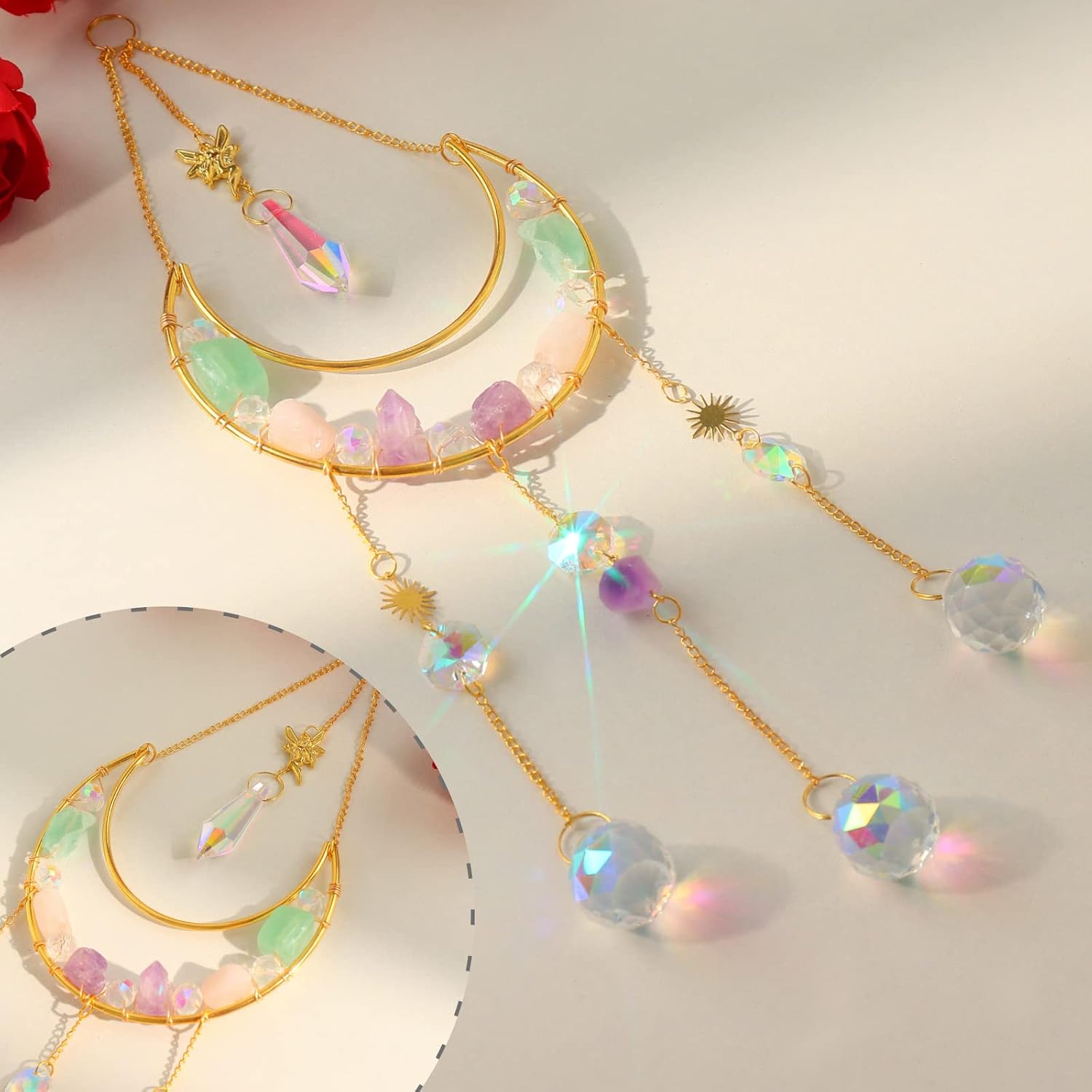 Moon Amethyst Crystals Suncatcher Hanging Windows image 4