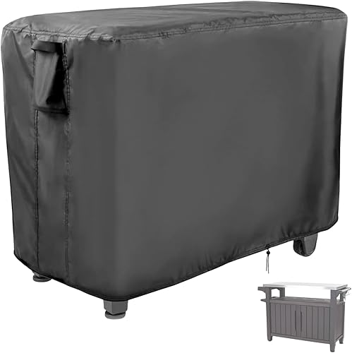 Andacar Funda para Mesa de Preparación de Exterior de 52 pulgadas para Mesa Portátil Keter Unity XL con Gabinete Rodante tipo Bar, Funda Impermeable