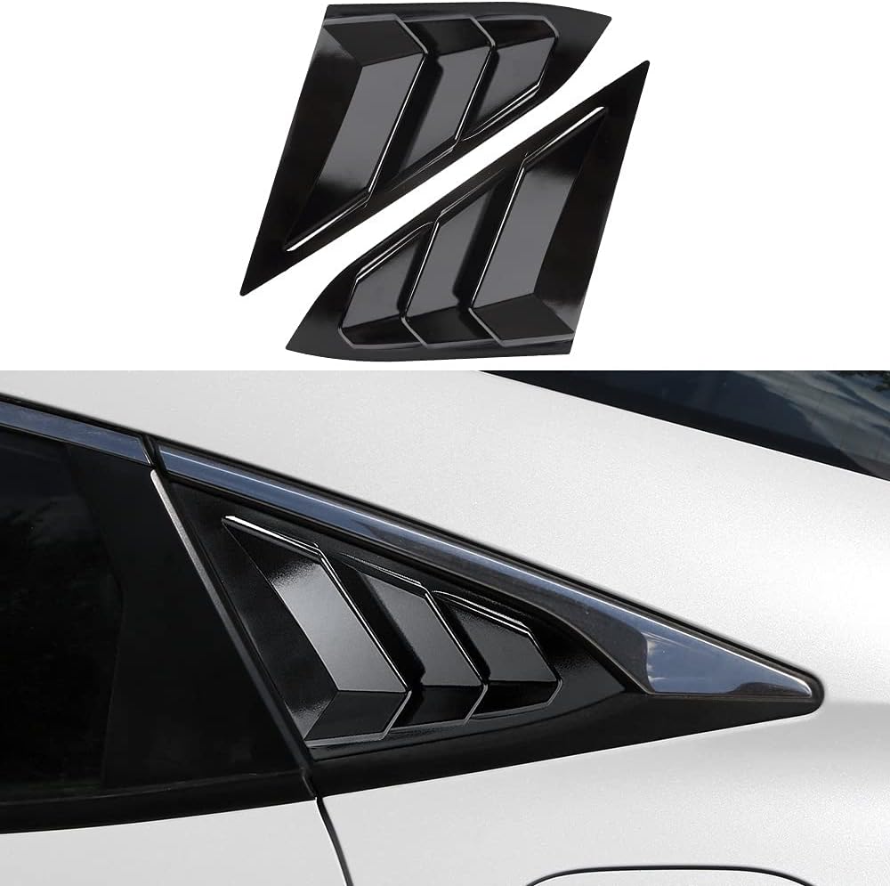 Rear Side Window Louvers Compatible for Honda Civic Sedan Accessories 2021 2020 2019 2018 2017 2016 Sport Style Air Vent Scoop Cover (Gloosy Black)