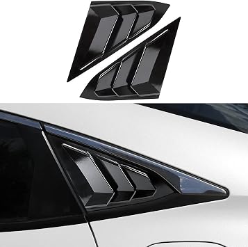 Rear Side Window Louvers Compatible for Honda Civic Sedan Accessories 2021 2020 2019 2018 2017 2016 Sport Style Air Vent Scoop Cover Gloosy Black