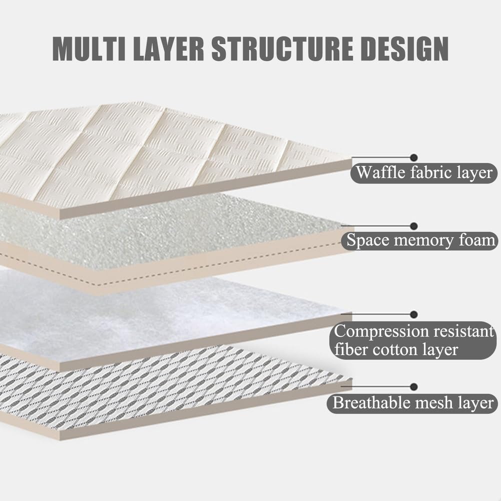 Green/5cm,90 * 200cm, Memory Foam Japanese Futon Mattress Topper Thicken 5Cm/8Cm Waffle Fabric Mattress Pad with Elastic Band Floor Mattress Topper Sleeping Mat for Camping Dormitory