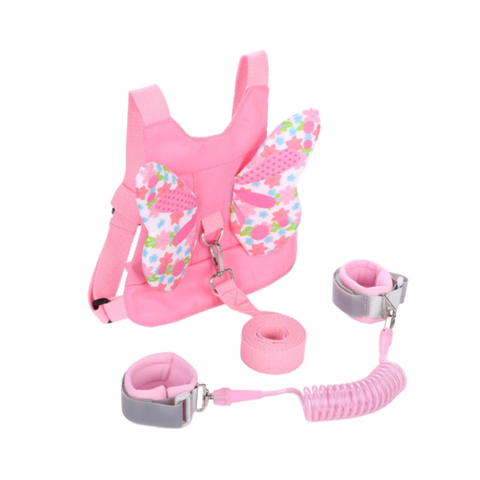 Arnés Infantil Correa de Banda de Prevención de Pérdida Pulsera Ajustable Espuma Suave Diseño Giratorio Adecuado para Viajes Compras, Rosa
