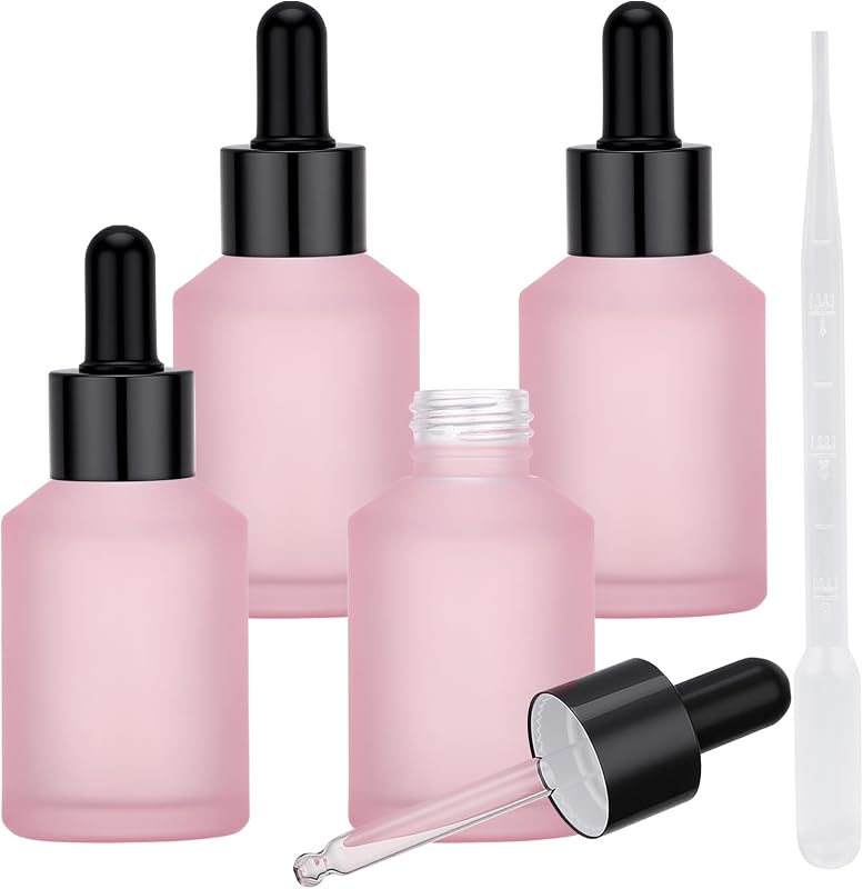 Frascos conta-gotas de vidro fosco Segbeauty rosa, 4 unidades de 60 mL