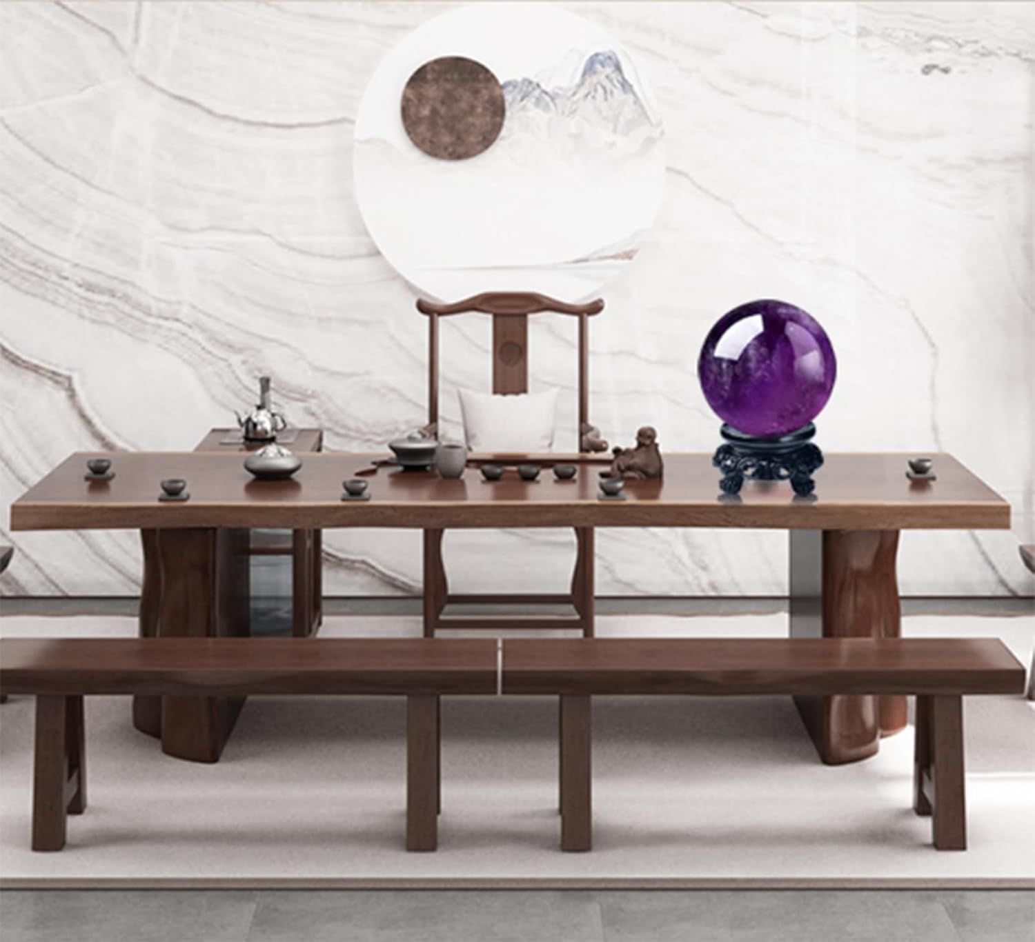 Amethyst Ball Divination Sphere Decorative Ball Polished Crystals Sphere for Feng Shui Gemstone Balls,70mm/2.75in