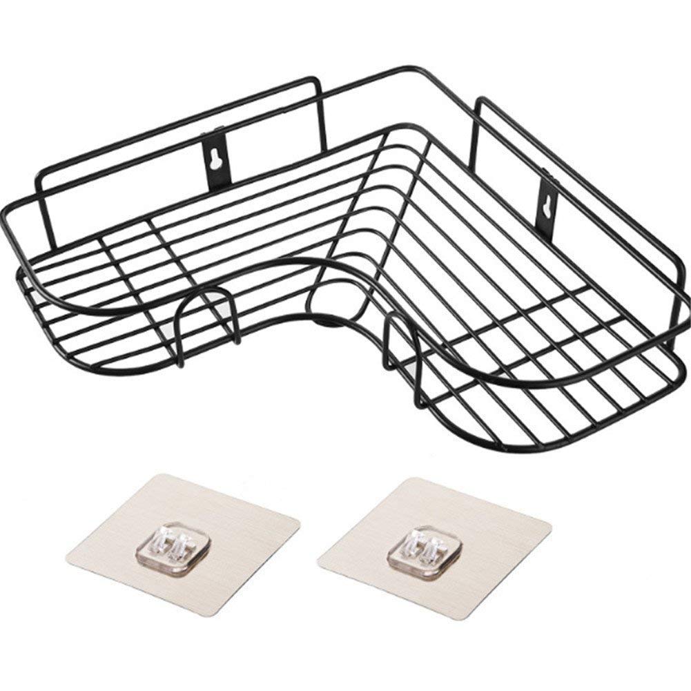 Krupasadhya Self-Adhesive Bathroom Corner Rack Storage Shelves, Bathroom Storage Rack Corner, Stainless Steel Bathroom Corner Shelf Organizer Storage Black (Pack of 1)