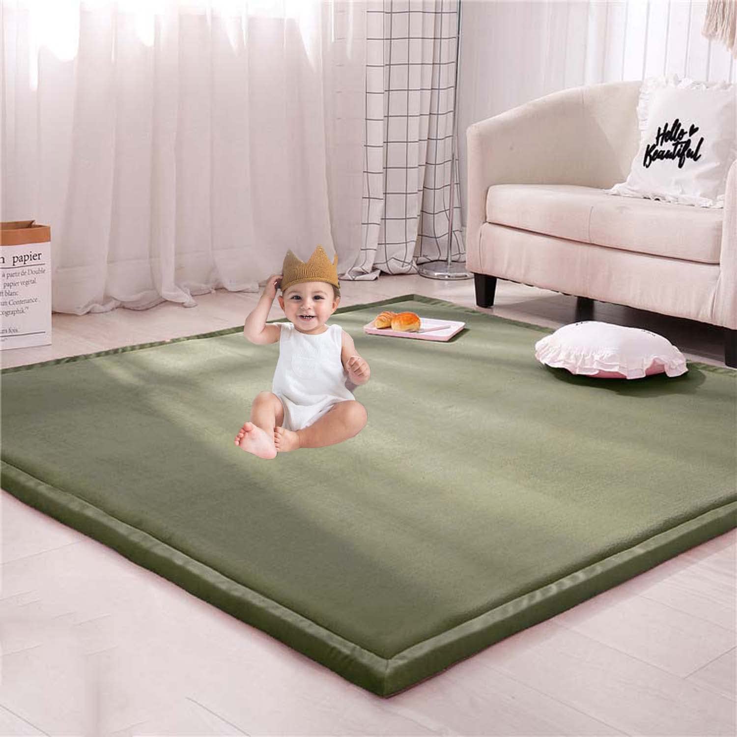 EVSER Custom Size Large Area Rugs Soft Foam Tatami Mat, Non-Slip Playmats for Baby Toddler Children, Yoga Mat Exercise Pads for Living Room