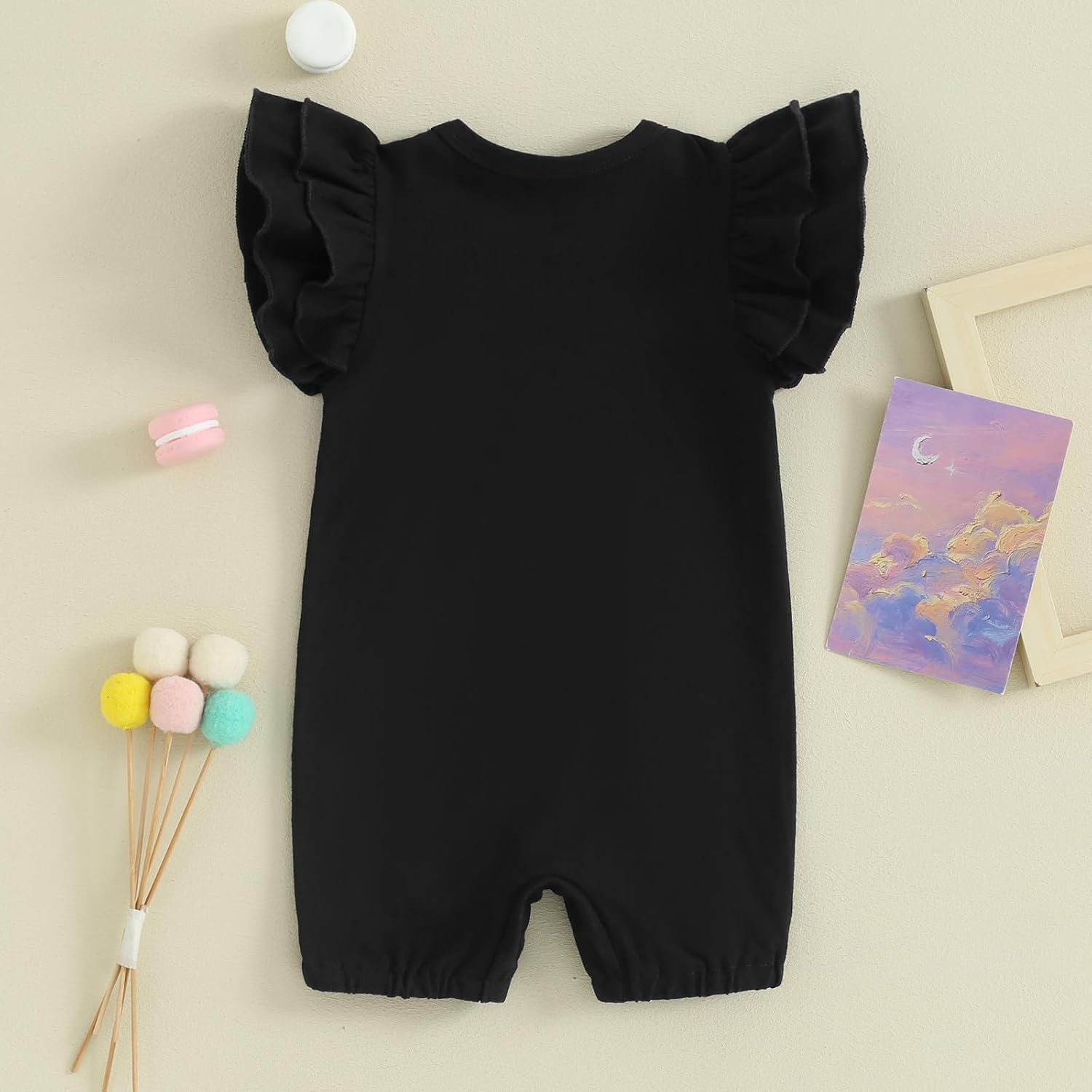Newborn Infant Baby Girl Basic Ruffle Romper Bodysuit Jumpsuit Casual Clothes Summer One Piece Solid Outfit