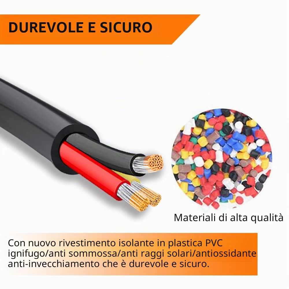 Cavo Elettrico a 3 Conduttori Calibro 16 3x1,3mm², 30,48M Cavo Nero a Bassa Tensione 16/3 Custodia in PVC, Prolunga Flessibile per Lampada a LED
