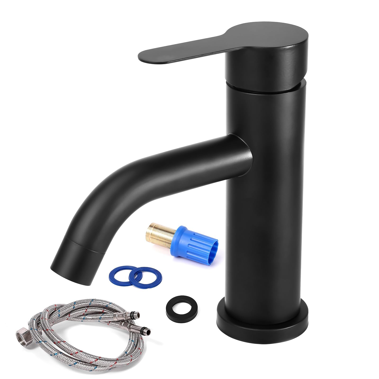 MOLOR Wash Basin Mixer Faucet,Bathroom Basin Faucet,Water Mixer Kitchen Hot and Cold Water, Single Tap for Sink, Bathroom Sink Faucets with Included Hoses (B)