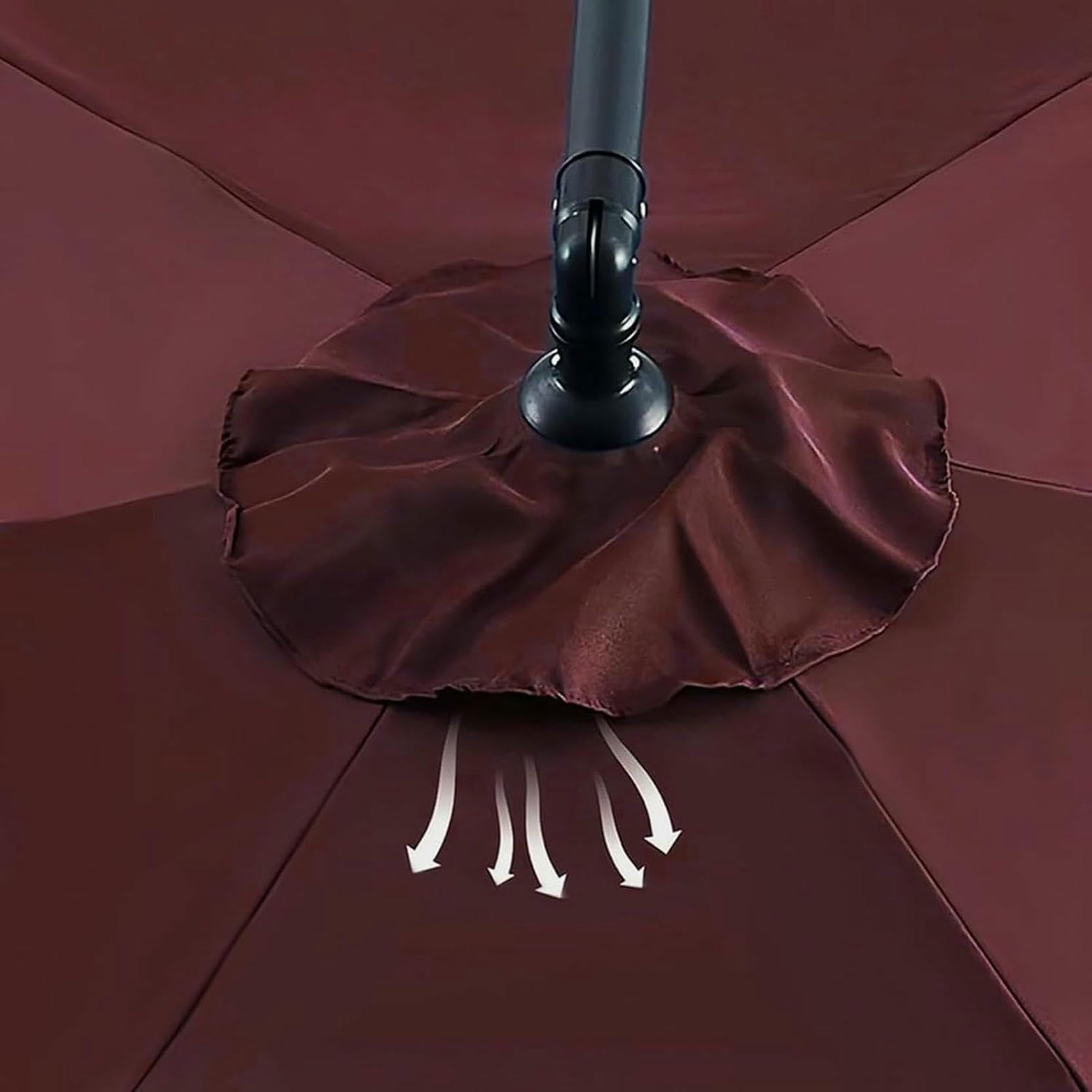 Zapasowa tkanina na parasol, 300/270/200CM 6 ramion/8 ramion wymienny pokrowiec na parasol, do standardowych i wspornikowych parasoli(Burgundy,6 ribs-3m(9.8ft))