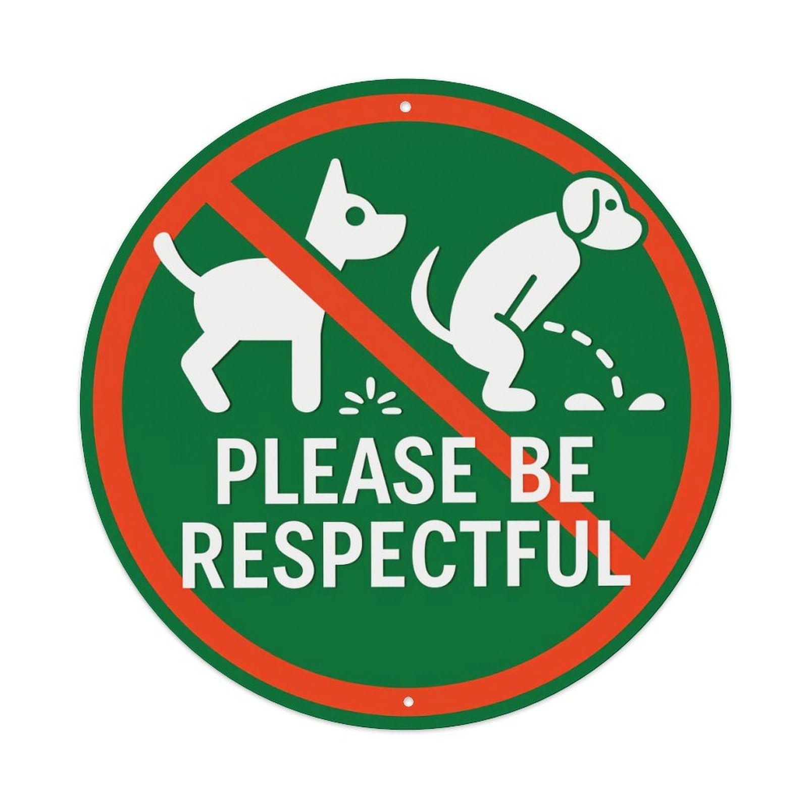 No Dogs Please Be Respectful Round Tin Sign Vintage Metal Poster, Home Bar Garage Man Cave Cafe Indoor & Outdoor Wall Decoration 8x8Inches