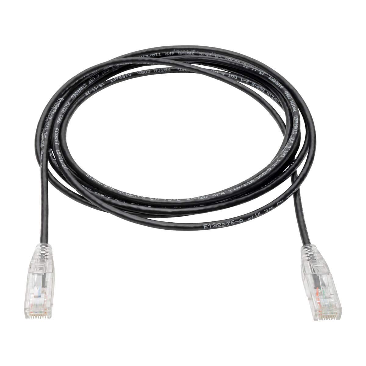 TRIPP LITE Cat6 Gigabit Patch Cable Snagless RJ45 Molded Slim Black 15' (N201-S15-BK)