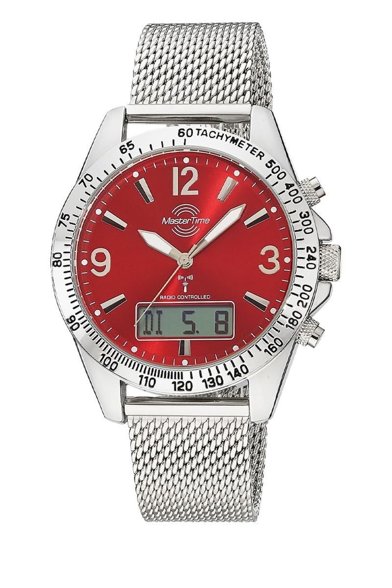 Master Time Funk Quarz Herren Uhr Analog-Digital mit Edelstahl Milanaise Armband MTGA-10962-82M