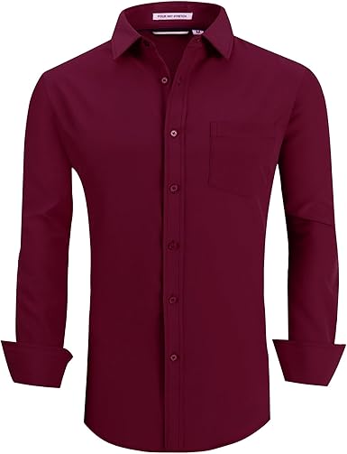 Alex Vando Mens Dress Shirts Regular Fit Long Sleeve Stretch Business Dress Shirts for Men