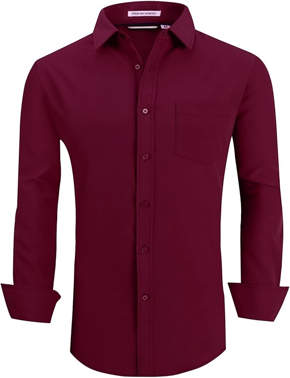 Alex Vando Mens Dress Shirts Regular Fit Long Sleeve Stretch Business Dress Shirts for Men
