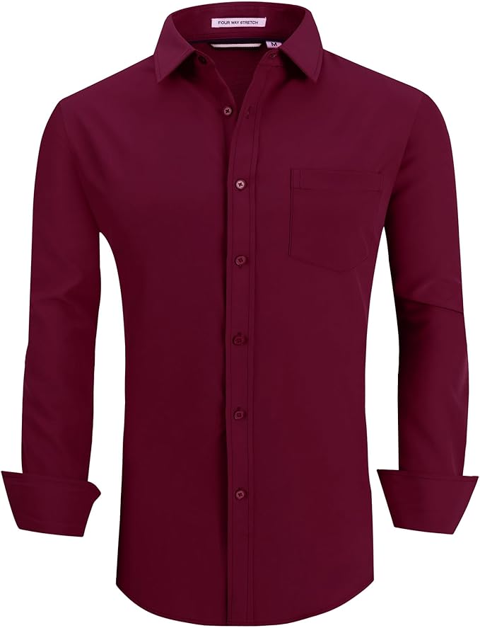 Alex Vando Mens Dress Shirts Regular Fit Long Sleeve Stretch Business Dress Shirts for Men