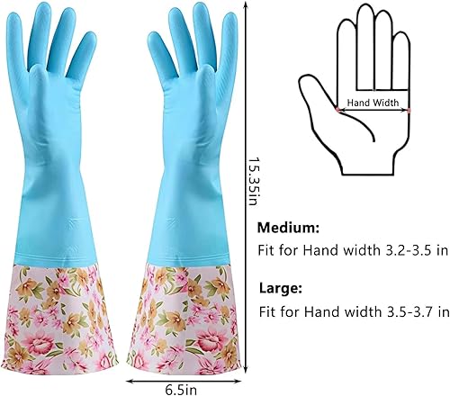 Miniatura 3 de KINGFINGER Guantes de látex de goma impermeables para lavar platos, 2 pares de guantes de limpieza para el hogar con forro de manada de manada y