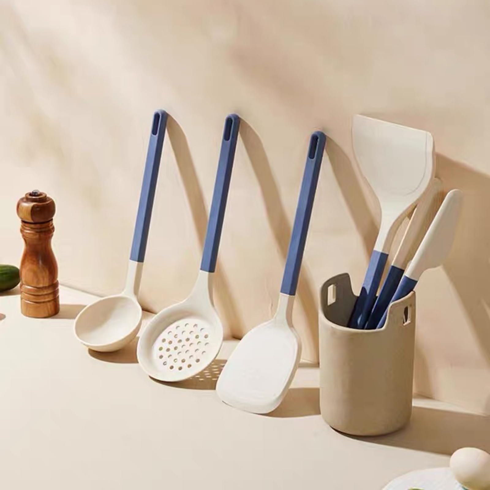 Küchenhelfer, Silikon Küchenutensilien Kochutensilien Set, Hitzebeständiger Schwarz Kochbesteck Kochgeschirr Mit Pfannenwender Für Kochen Backen, Gesund & Antihaft, Spülmaschinenfest 5 Stück
