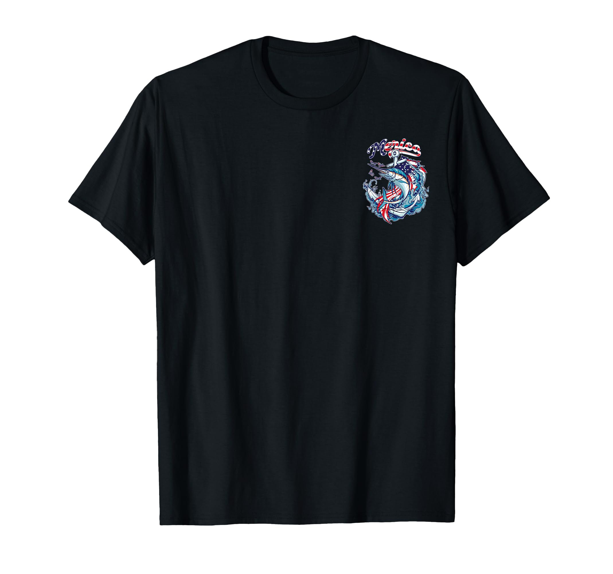 Front & Back Classic Patriotic Sailfish American Flag Merica T-Shirt