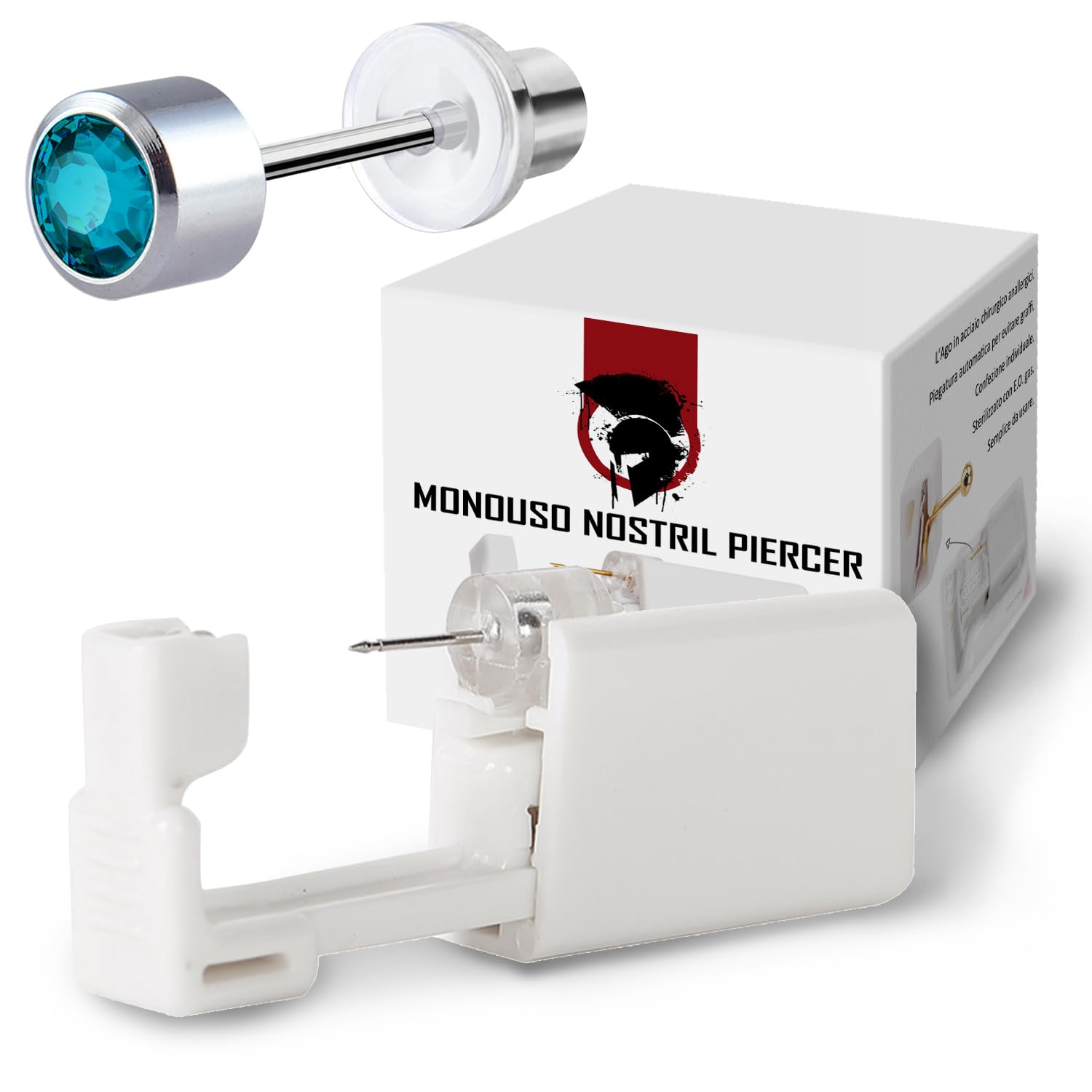 WARRIOR KIT de perforador Pistola desechable estéril para hacer aretes con hisopos con alcohol y marcador fácil de usar en casa Adecuado para mujeres y hombres para oreja y hélice WARRIOR 6 piezas