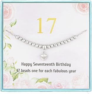 17th Birthday Gifts for Girls, 17 Beads Necklace for 17-Year-Old Girl, Sweet 17 Gifts for Girls, 17 Year Old Birthday Gift Ideas, Sweet 17 Birthday Jewellry for Teenage Girl Gifts