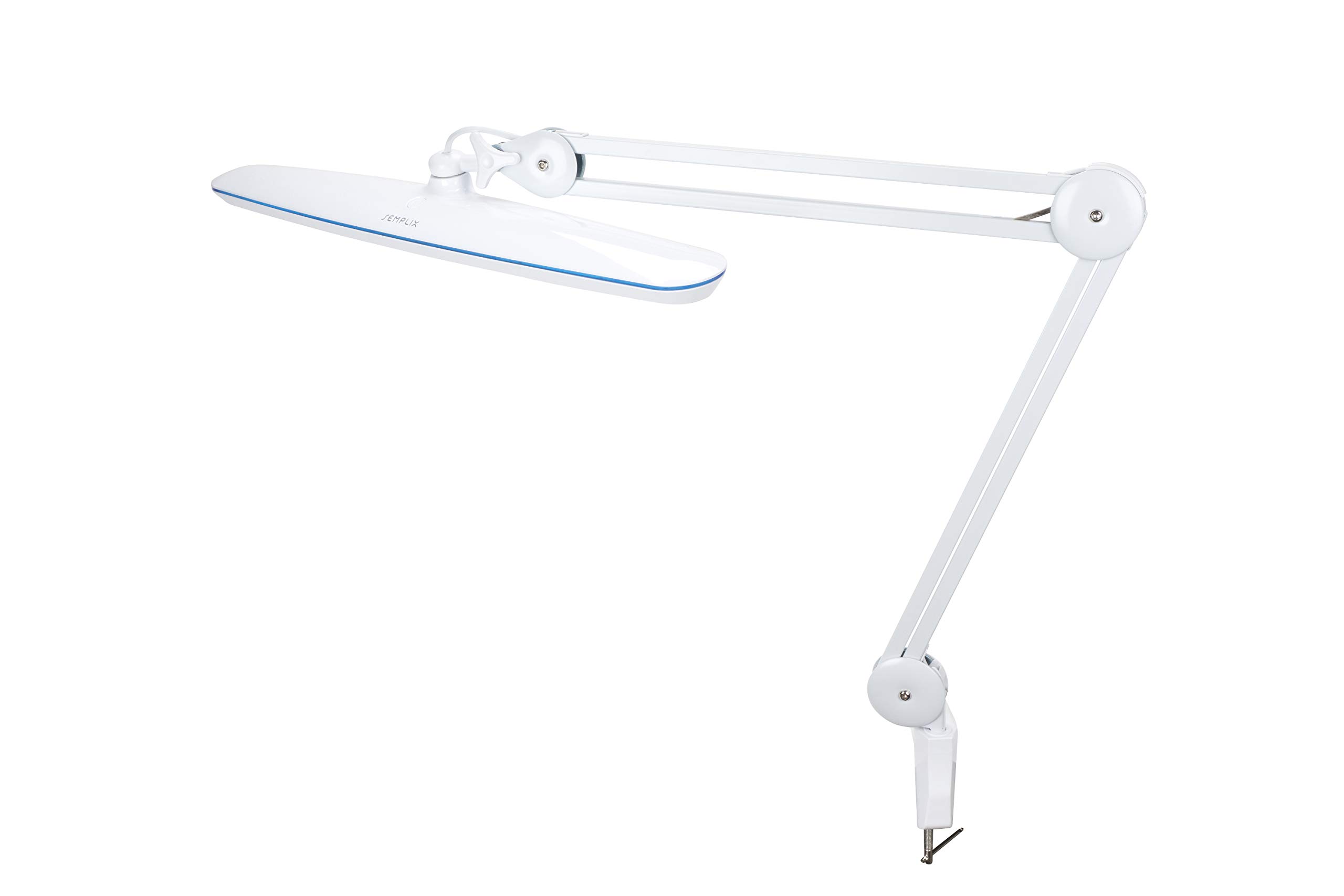 SEMPLIX LED Arbeits-Lampe Weiß, 117 PCS LED, 4fach dimmbar | Tischklemme, Höhenverstellbarer Lampenarm