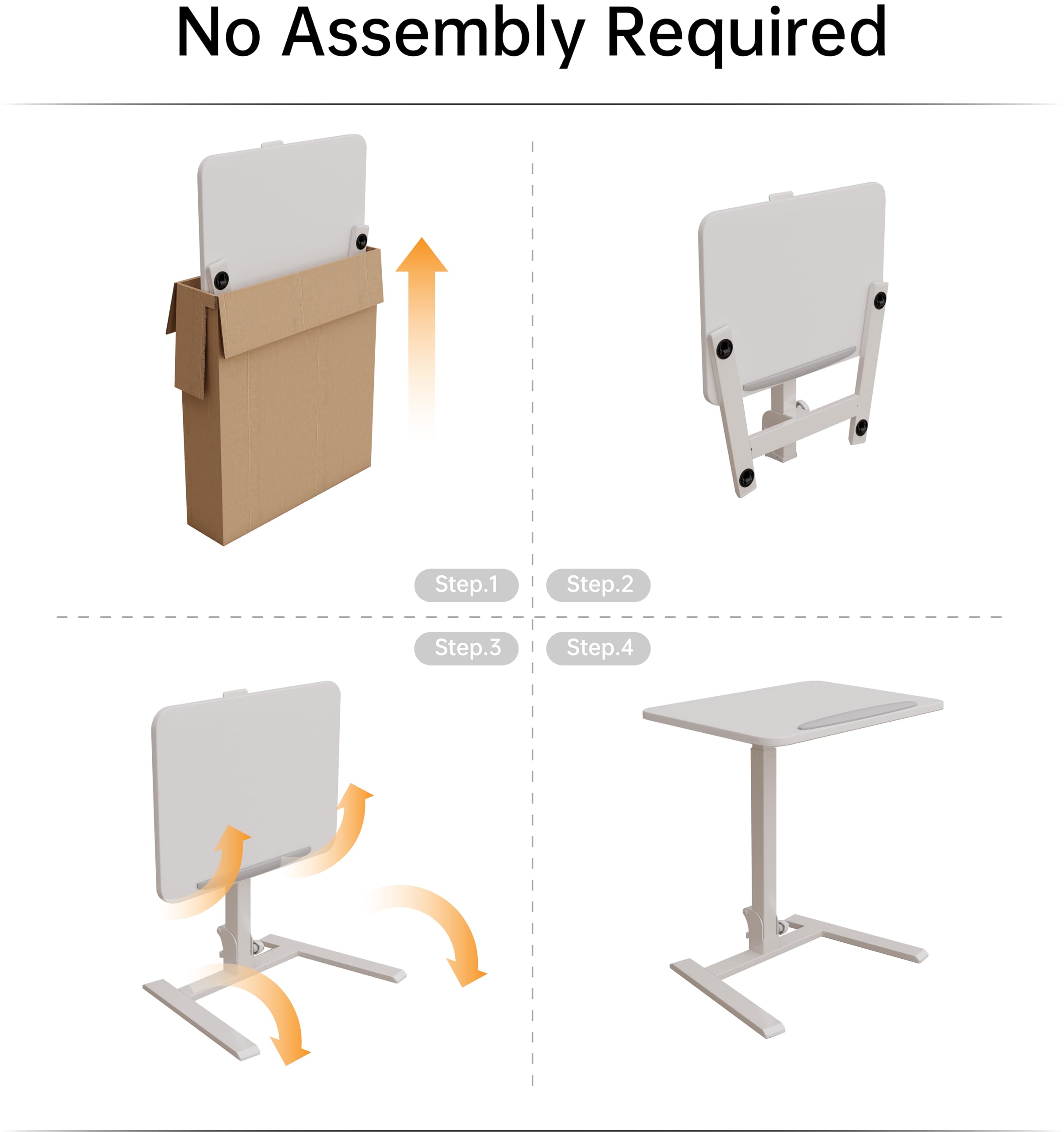 25 Inch Mobile Folding Desk - No Assembly Pneumatic Sit-Stand Desk 29-42 Height Adjustable Rolling Laptop Desk with — view 9