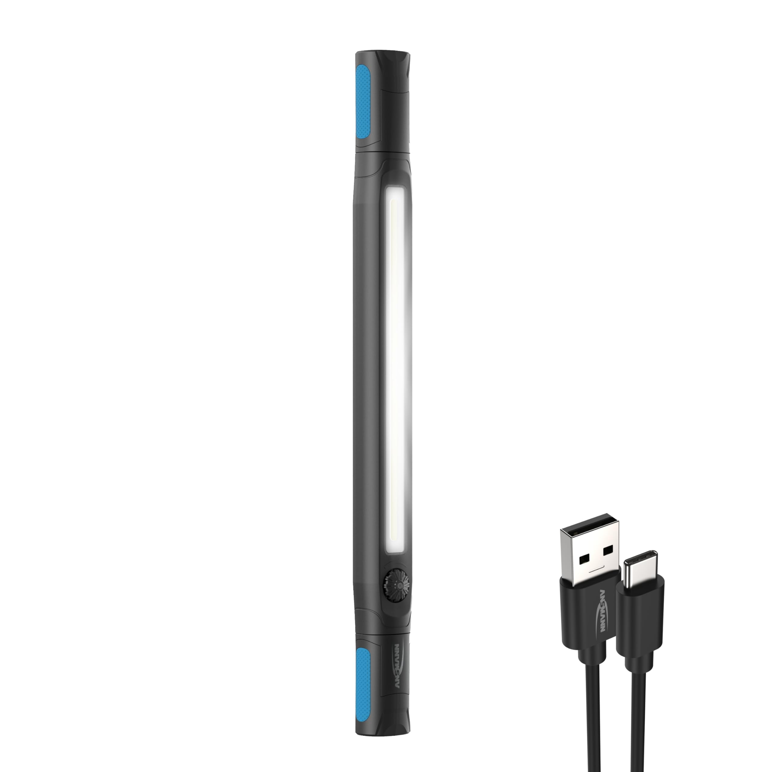 ANSMANN LED Arbeitsleuchte, aufladbare Inspektionsleuchte mit Magnethalterung und Haken, aufladbar via USB, Werkstattlampe, LED Taschenlampe bis zu 3000lm und 8h Leuchtdauer, camping, Werkstatt, KFZ