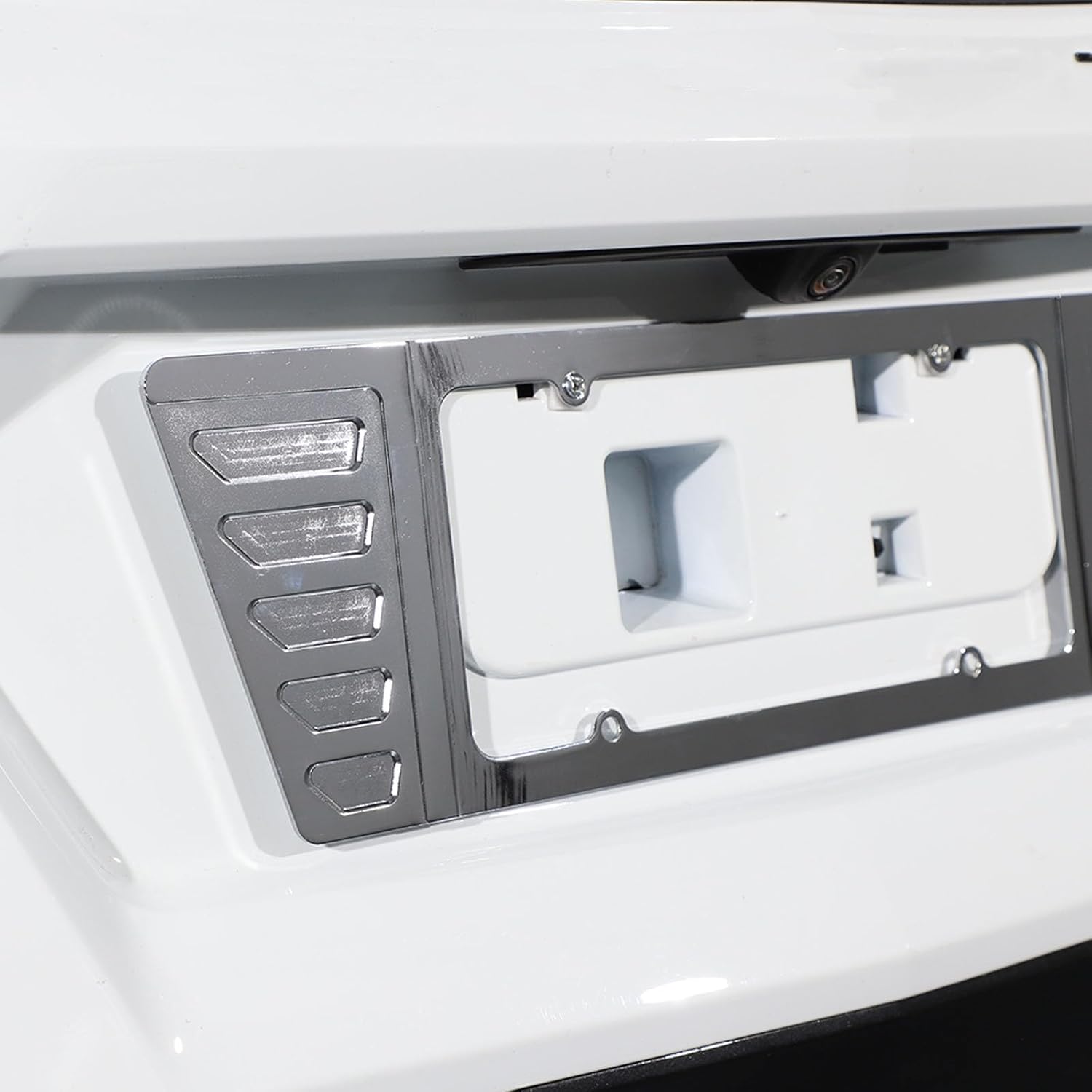 Rear License Frame Compatible with Corvette C8 Stingray 2020-2023, License Plate Frame Grill Vent Insert Accessory, Aluminum Alloy C8 Accessories (Bright Silver)