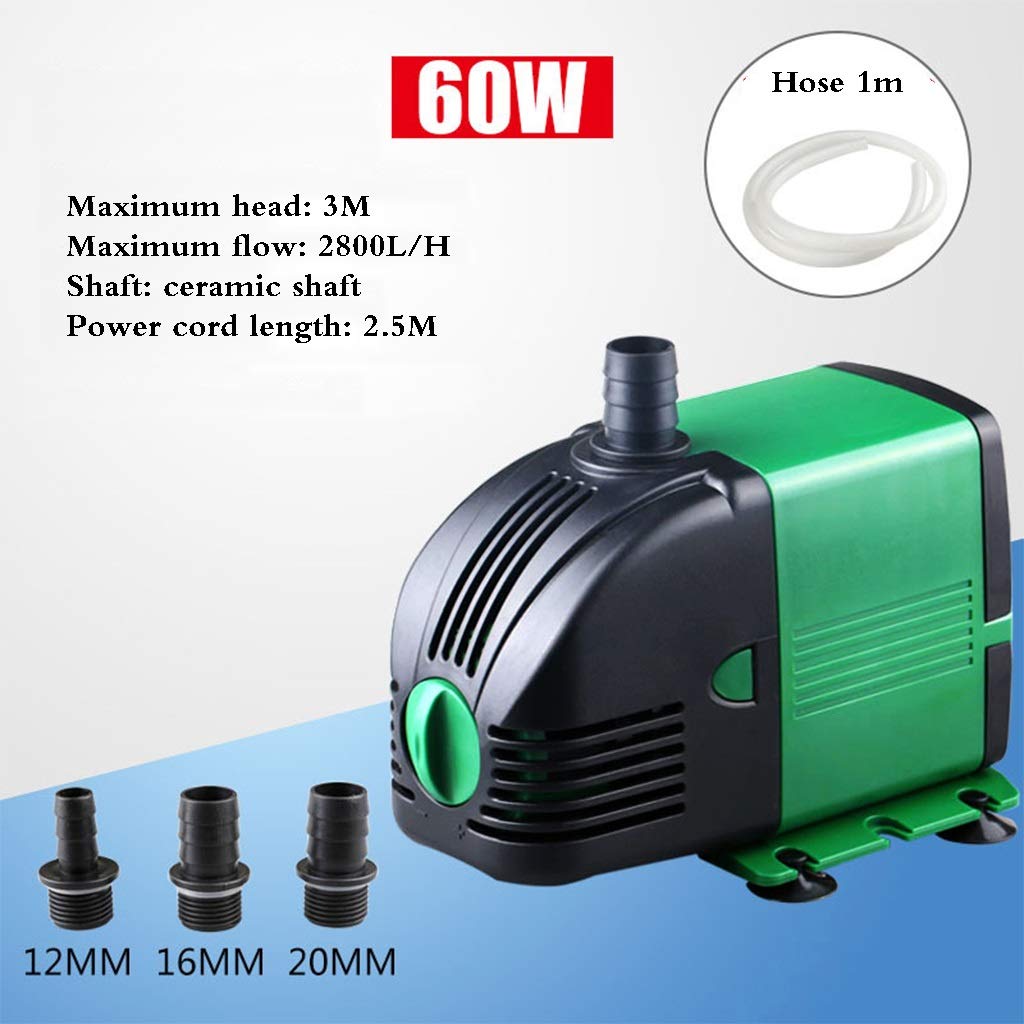 ARCH 220V Bomba De Agua, Bomba Agua,Bomba De Agua Sumergible (2000L / H, 35W), Bomba Fuente con 3 Boquillas For Fish Tank, Estanque, Acuario, Estatuas, Hidroponía (Color : 60W)