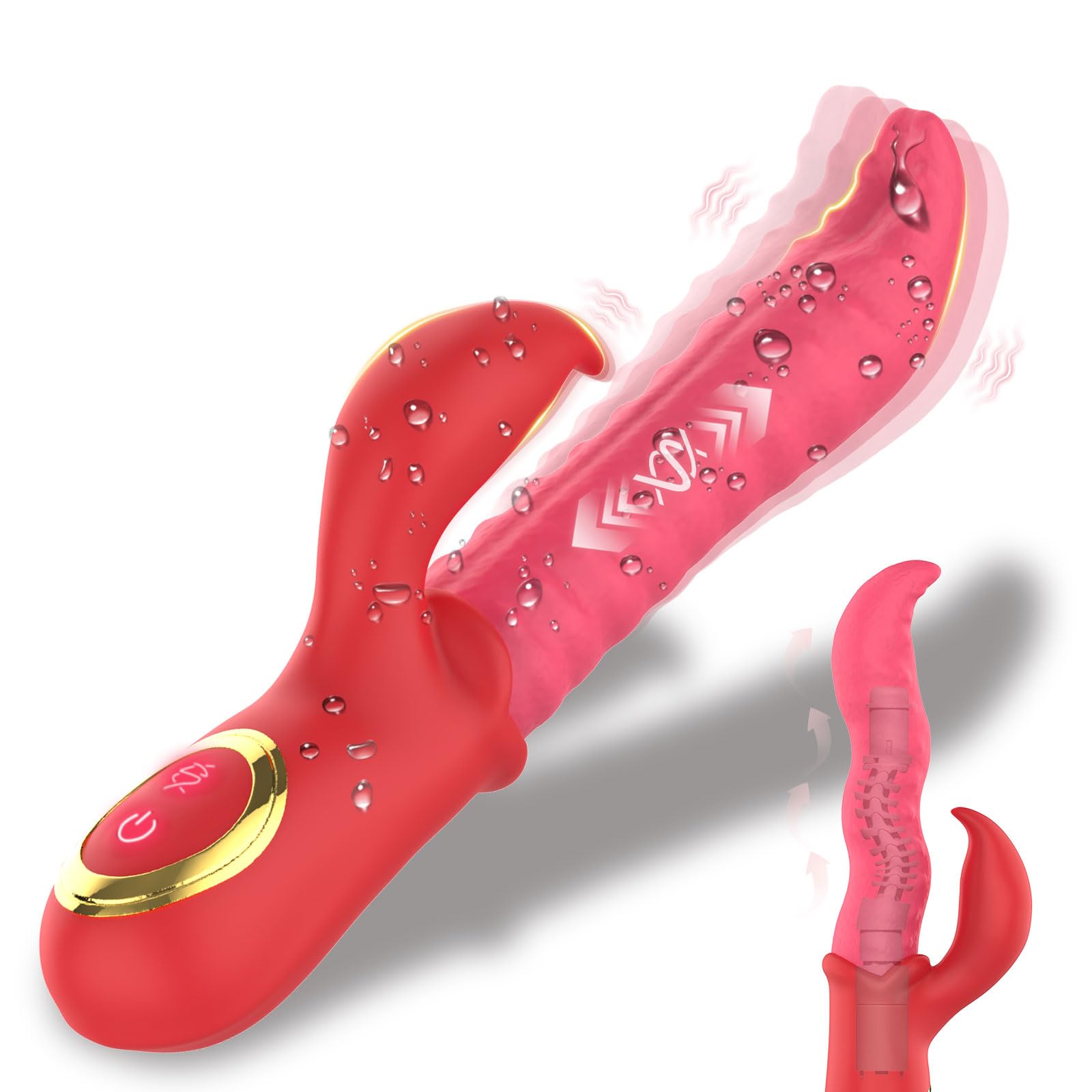 Realistic Tongue Licking Vibrator for Women - 2 In 1 G-spot Clitoral Rabbit Adult Sex Toys with 10