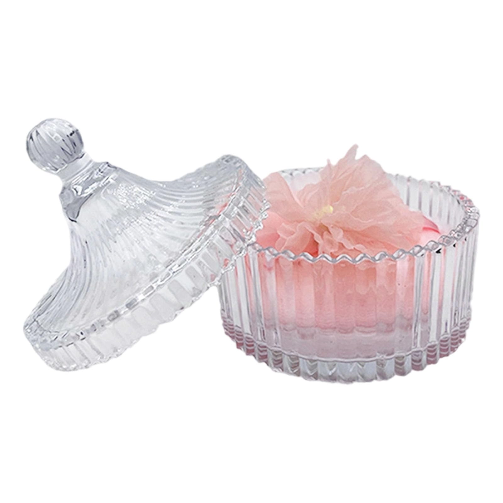 Tsophreniq Blossomy Ribbon Plan Glass Storage Jar for Makeup Breath and Powder Planner with Double Partial Applier Dirt Proof Glass Cosmetic Container