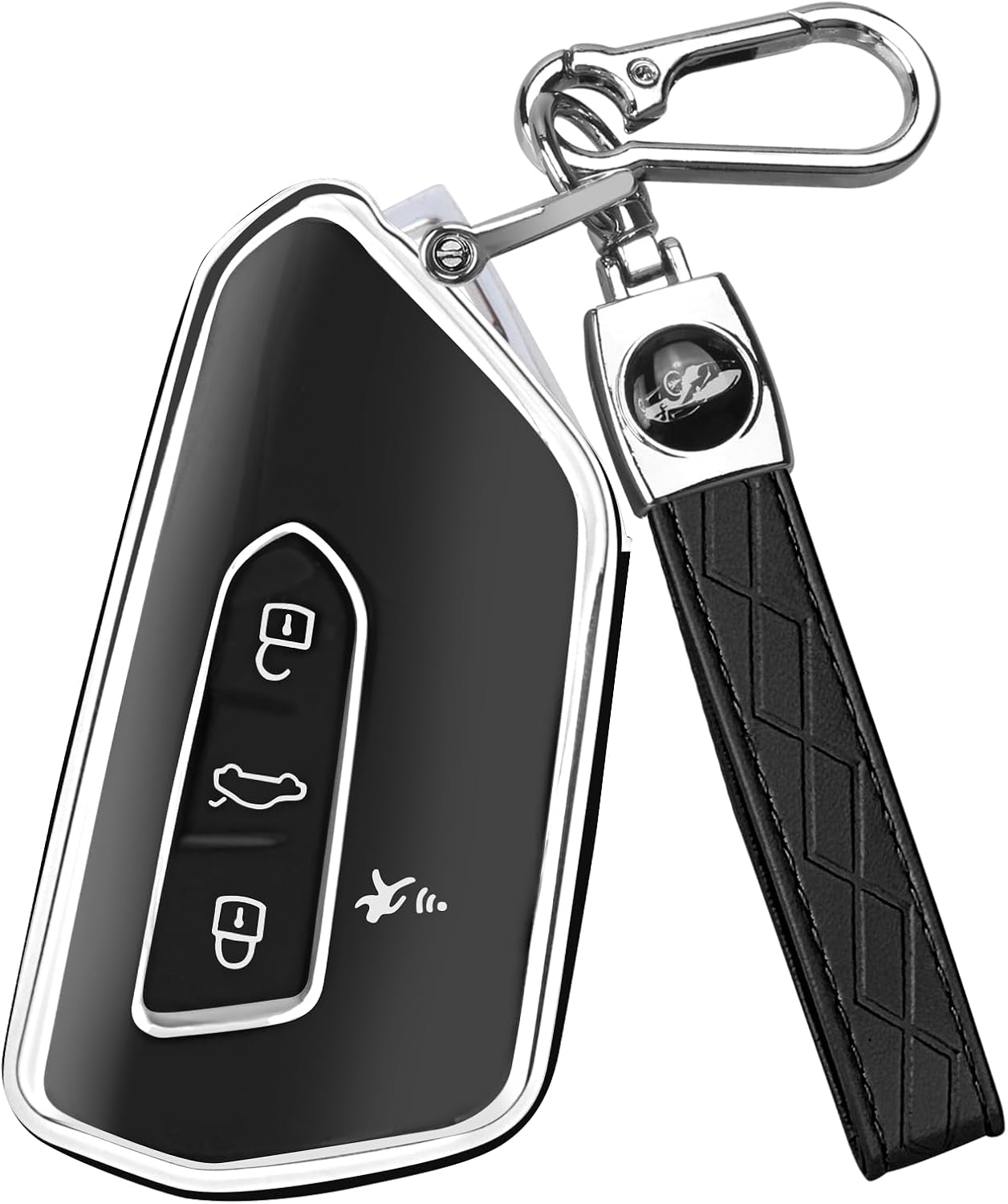 FT FUNTOR Key Fob Cover for Volkswagen,Soft TPU Full Protection Case Compatibale With VW Golf GTI Atlas Skoda Octavia ID3 ID4 MK8 (White, 5 Buttons)