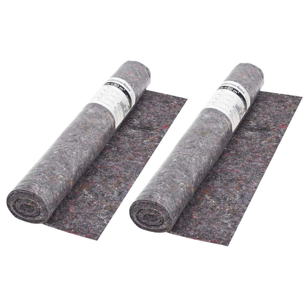 Tidyard Bâche de Protection Peinture Non tissé 180g/m² 1x50m 2 Rouleaux imperméable antidérapant pour Sol carrelage parquet Tapis