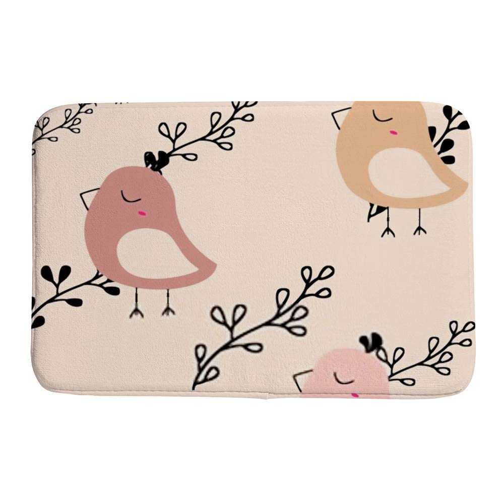 Tapis de bain antidérapant oiseaux en polaire corail pour enfants - 50x80 cm