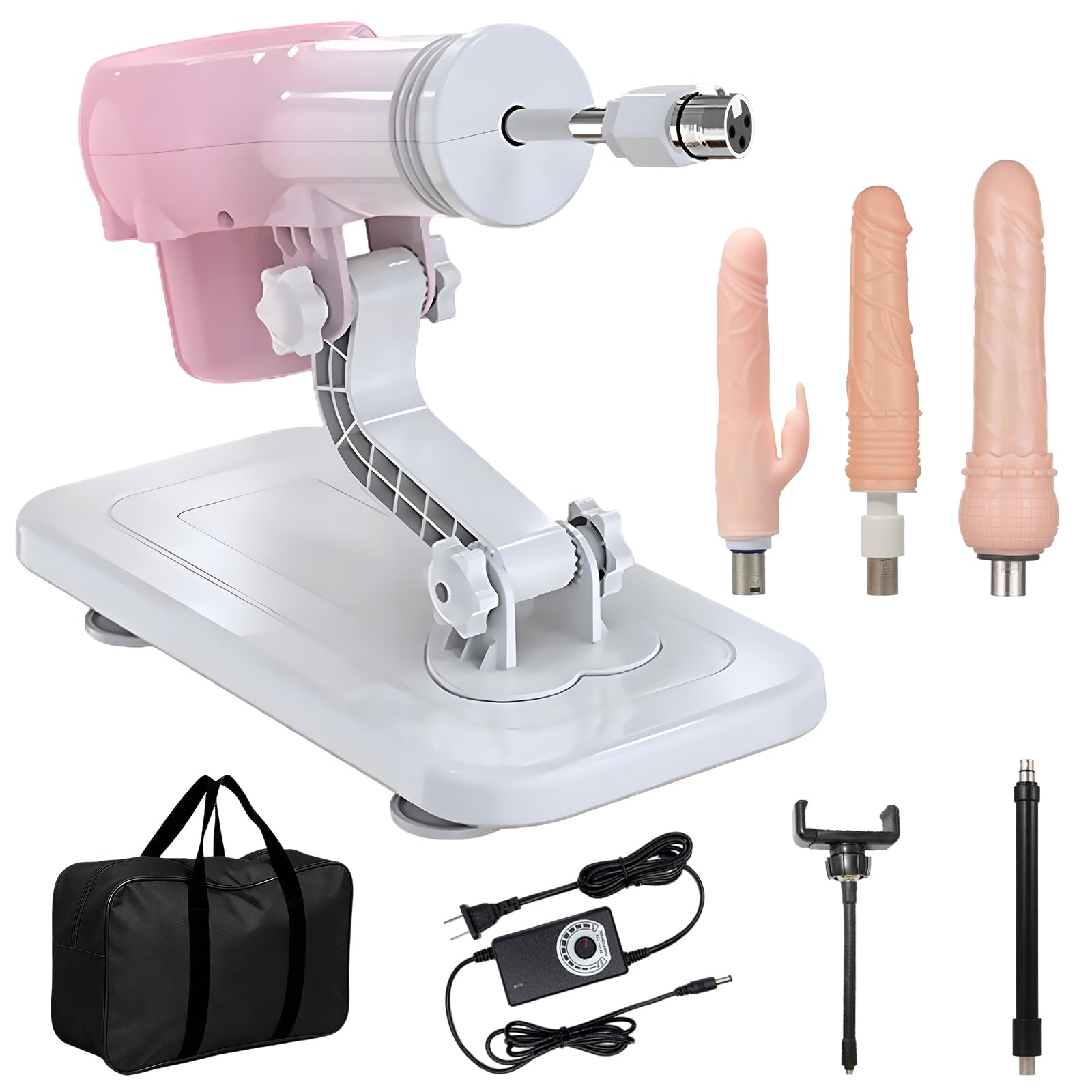 AMAZBEE Máquina sexual con consolador y plug anal Máquina de empuje automática con 3 conexiones XLR Máquina sexual Juguete sexual extremo para adultos (A)