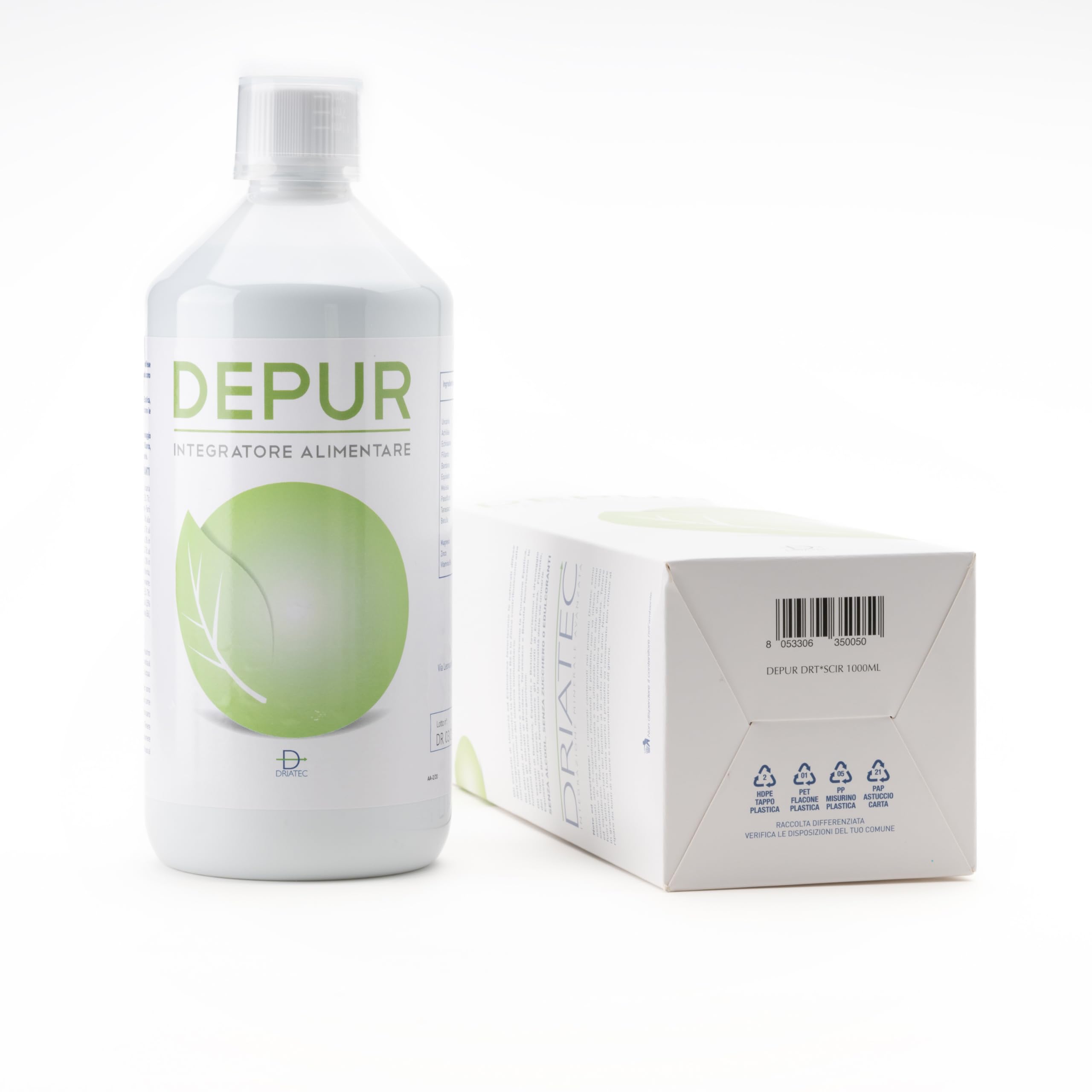 Depurativo Forte con Tarassaco Betulla Bardana e 10 Estratti Vegetali, Integratore Liquido per Ritenzione Idrica Drenante 1 Litro Depur Driatec