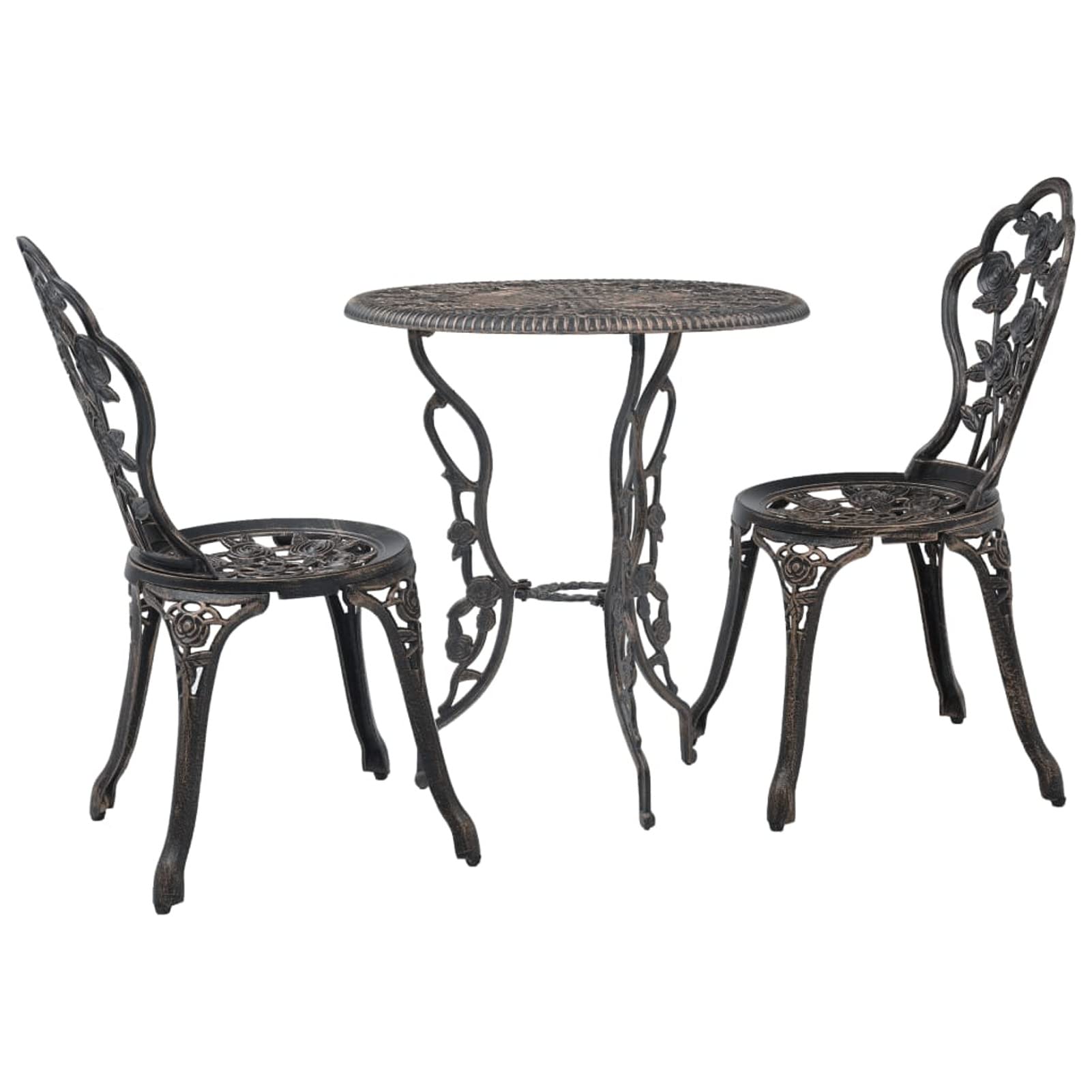 3 Piece Bistro Set, Round Table and 2 Chairs, Patio Dining Table Set, Cast Aluminium, for Outdoor Seating, Porch, Lawn, Garden, Backyard, Pool, Deck, Balcony