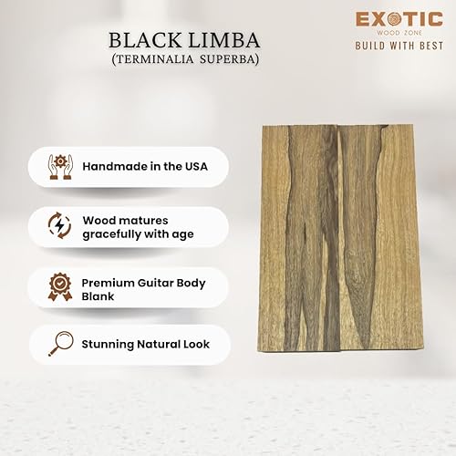 Miniatura 4 de Exotic Wood Zone  Exotic Black Limba Semi Explorer Guitarra Madera Cuerpo Blanks  24 x 18 pulgadas x 1-34 pulgadas - 2 piezas (cepillado)