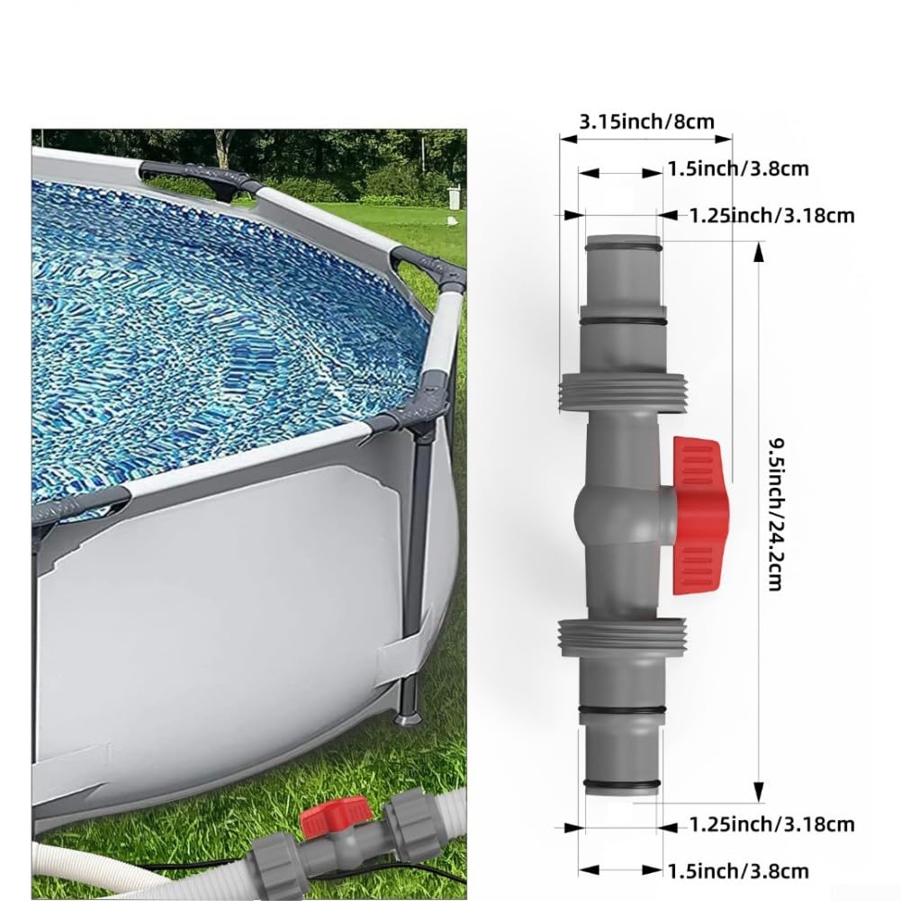 Conector de manguera de piscina de 38 mm y 32 mm para sistema de filtro de arena compatible con y piscinas adaptador de 3 vías con abrazaderas de acero inoxidable para una conexión segura sin fugas