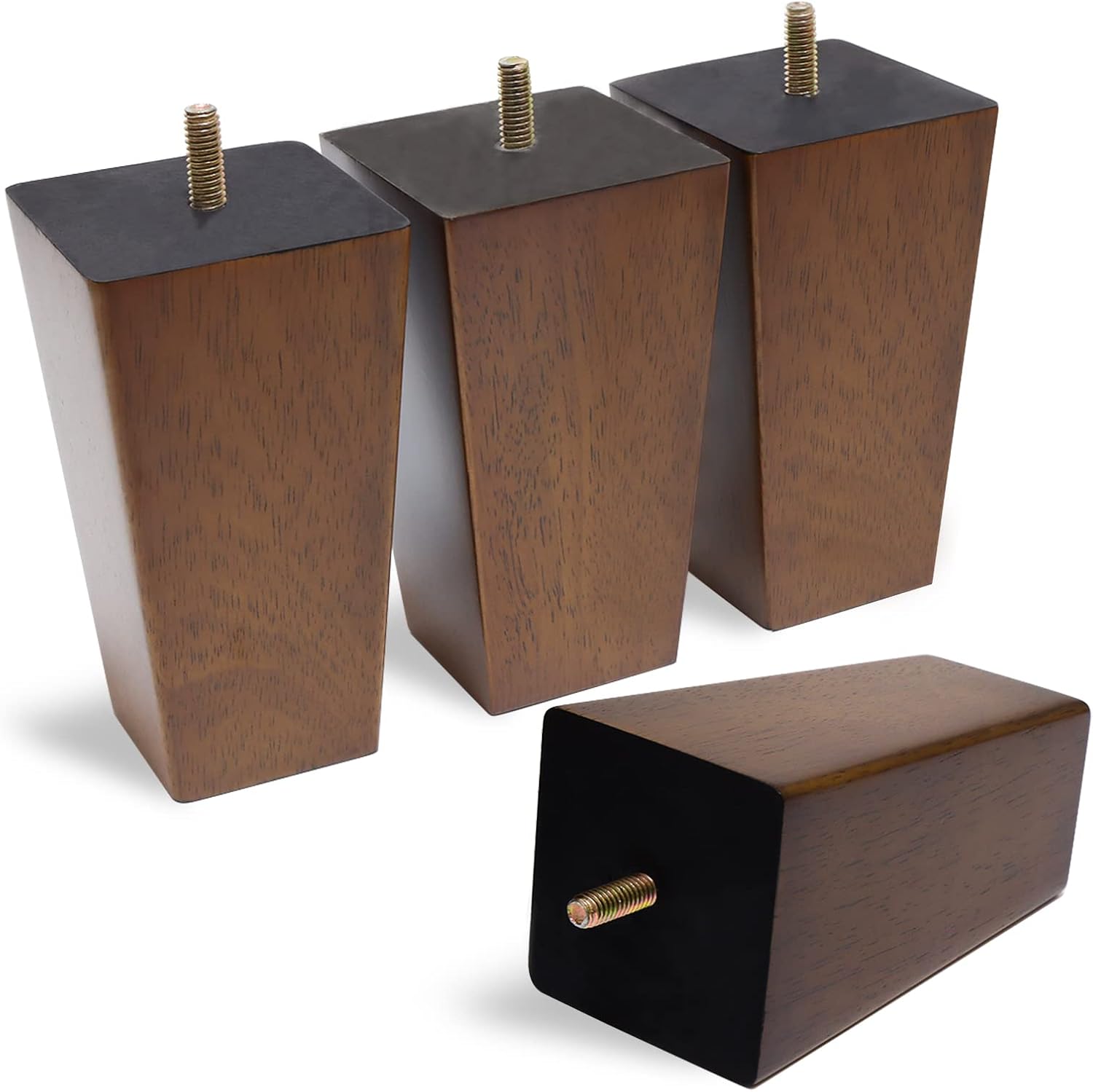 WEKIS Solid Wooden Furniture Legs 6 Inch, Natural Wood Mid