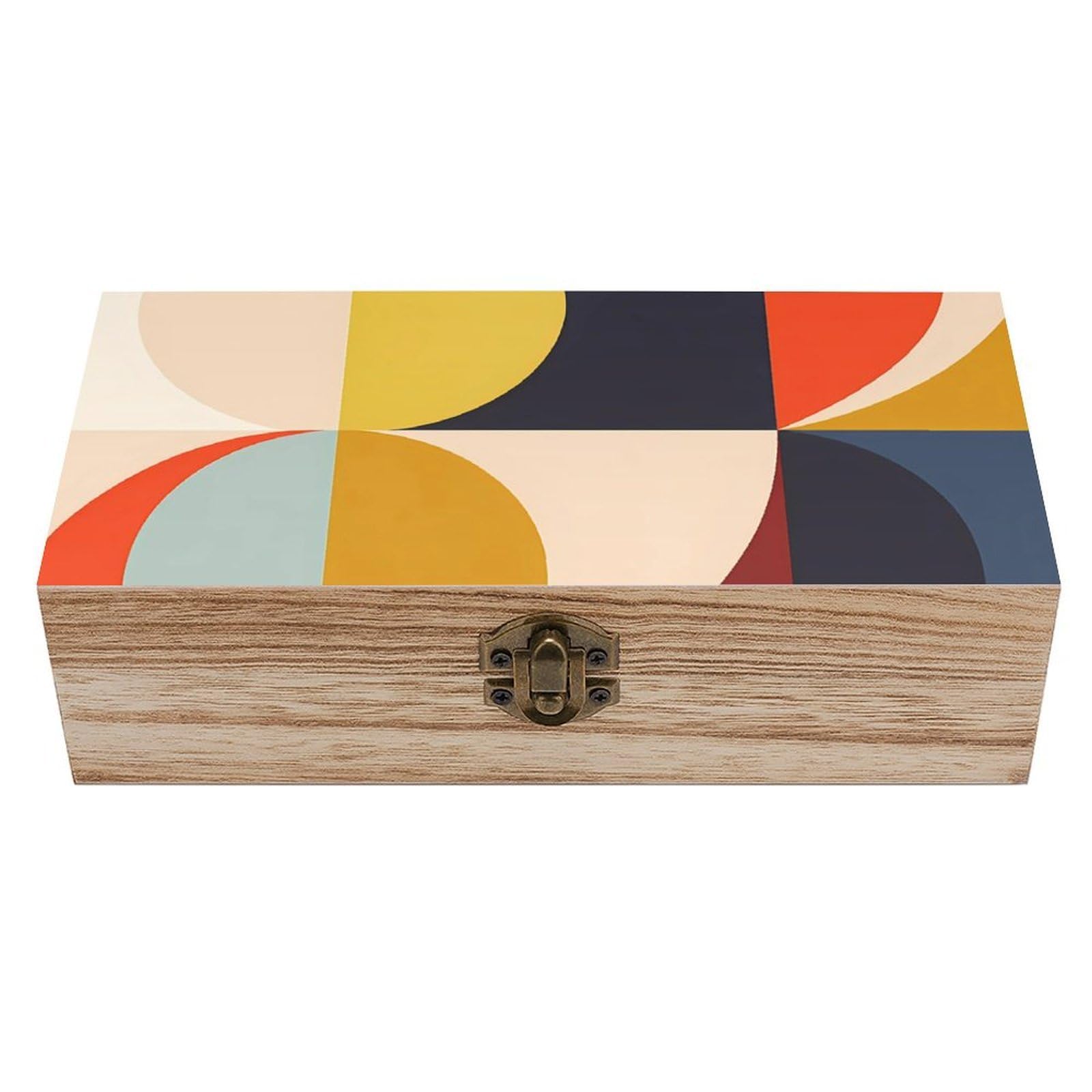 HLBSDM Colorful Geometric Modern Style Retro Wooden Storage Box Jewelry Art Gift Boxs Decorative Keepsake Boxes