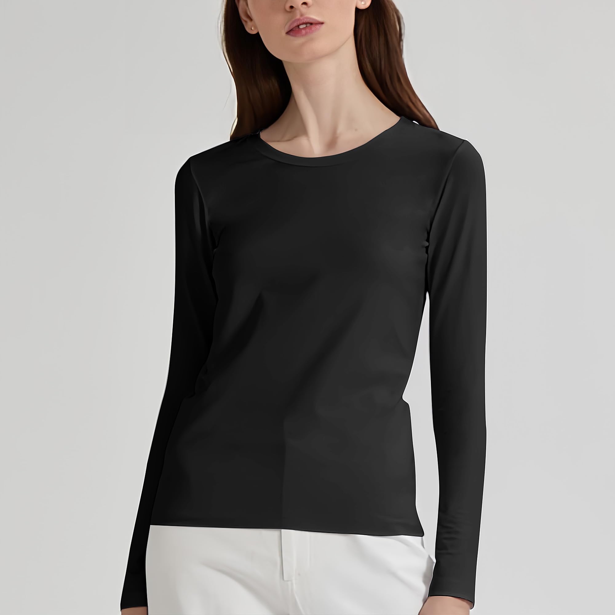 LiKing Maglietta a Maniche Lunghe Donna con Scollo Tondo Cotone 3er Pack 6151